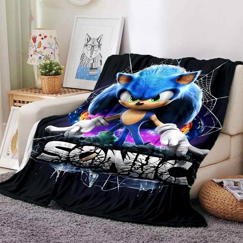 1pc Sonic blanket Lightweight Flannel Throw for Sofa Bed Travel Camping Livingroom Office Couch Chair