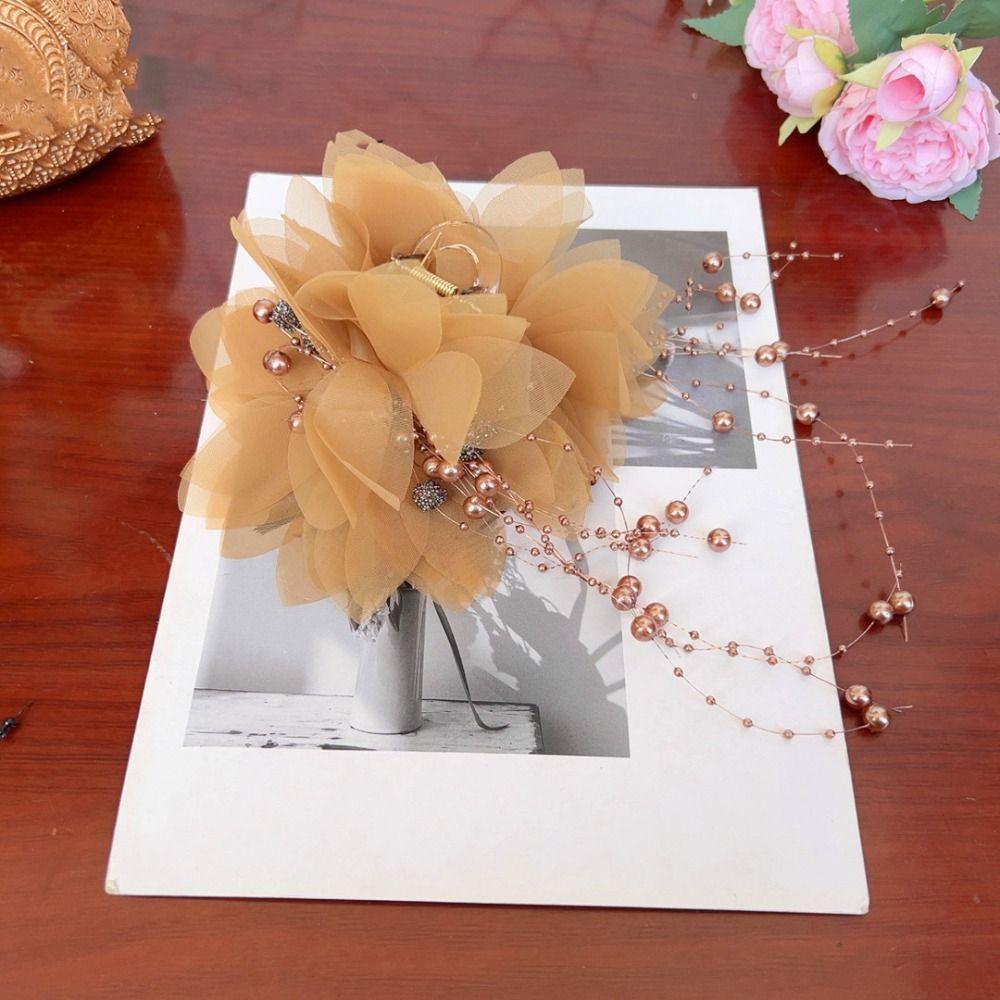 Large Hair Clip Bead Tassel Shark Clip Fashion Hairpin Grips  for Girls