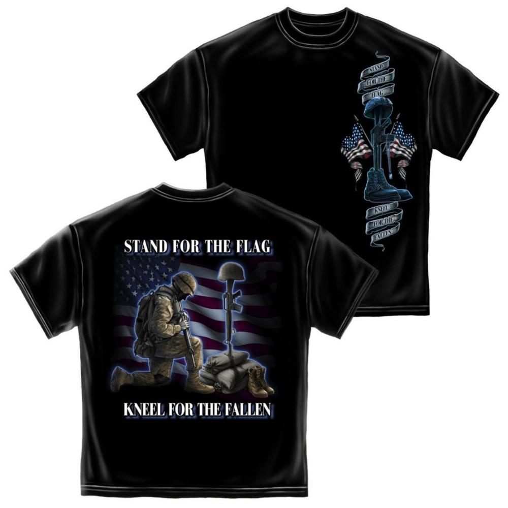 ERAZOR BITS Патриотическая футболка Stand For The Flag Kneel For The Fallen 2XL Футболка Унисекс