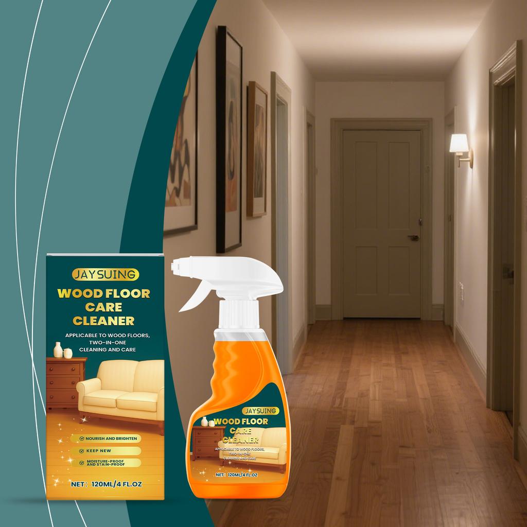 JAYSUING Wood Floor Cleaner and Restorer Spray - Deep Cleaning, Shine, Lemon Scent, Maintenance Solution