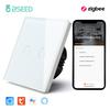BSEED Zigbee 1/2/3 Gang 1 Way Smart Switch Single Live LED Buttons Glass Panel Work With Google Home EU Touch Switch Smart Life