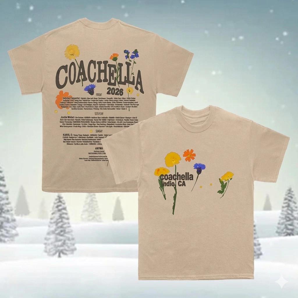 Pressed Flowers 2026 Lineup T-Shirt | S - 4XL (Sand)