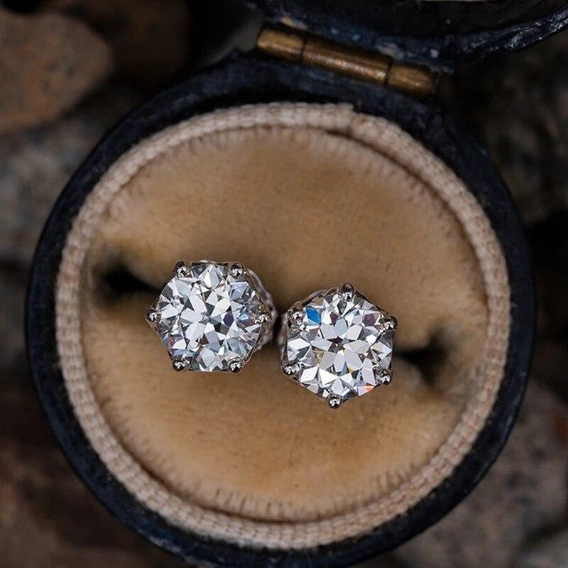Серьги-гвоздики из настоящего муассанита 0,5-1 карата для женщин, 100% стерлинговое серебро 925 пробы, сверкающие свадебные серьги высшего качества, ювелирные изделия