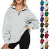 Women's Casual Fashion Long Sleeve Solid Color Zip Sweatshirt Top