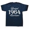2024 Женские футболки унисекс на годовщину дня рождения 1964 60 лет, ограниченный выпуск, винтажные хлопковые футболки, подарочные футболки с короткими рукавами
