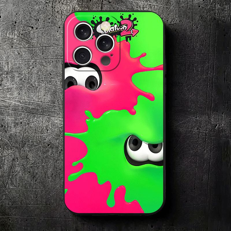 Мягкий чехол для телефона S-Splatoons для iPhone 16 16E 17 Air 15 Pro Max 14 Plus 13 Mini 11 12 7 Черная задняя крышка