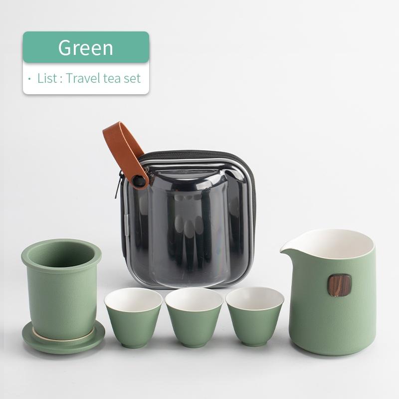 Portable Travel Ceramic Tea Set Quick Tea Cup One Pot Three Cups Tea Brewing Pot