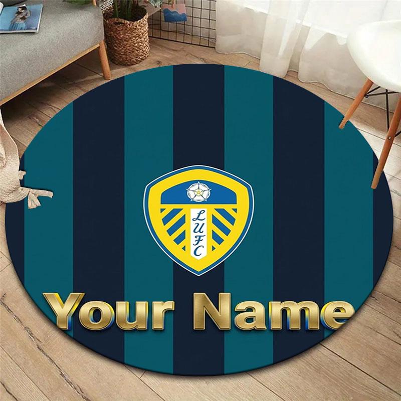Круглый ковер с индивидуальным именем Leeds United, Ковер для гостиной, спальни, дивана, игровой комнаты, Нескользящий коврик для пола