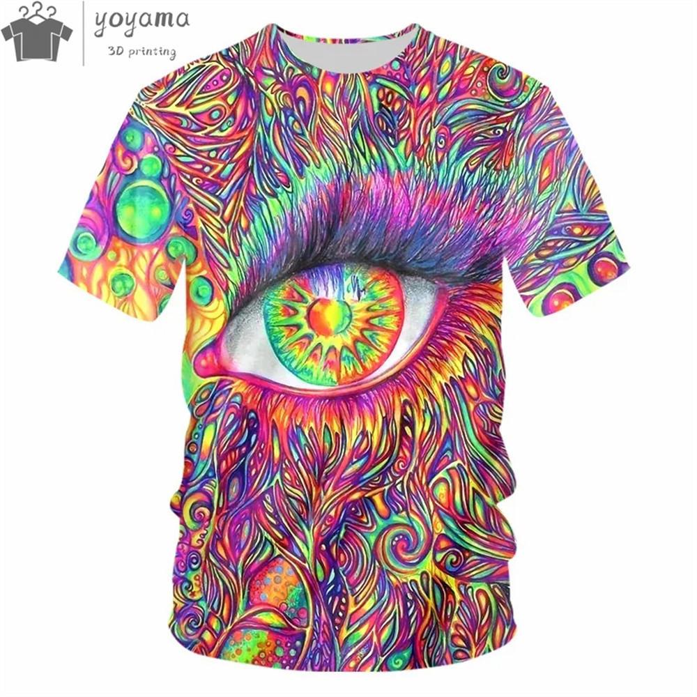 Красочная футболка с принтом «Trippy» для мужчин, крутые дизайны, футболки, летняя повседневная футболка с коротким рукавом и круглым вырезом
