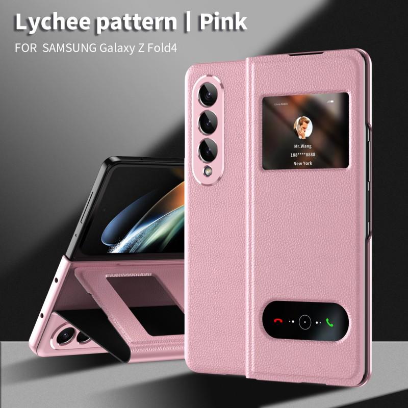 Premium Nappa Texture Flip Case With Stand Galaxy Z Fold 8 7 6 5 4 3 2 - Matte PU Leather Cover Anti-Fingerprint