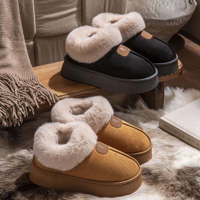 Хлопковые тапочки женские осень-зима 2024 новые каблук в сумке домашние комнатные нескользящая мягкая подошва плюшевые теплые туфли для послеродового периода женские