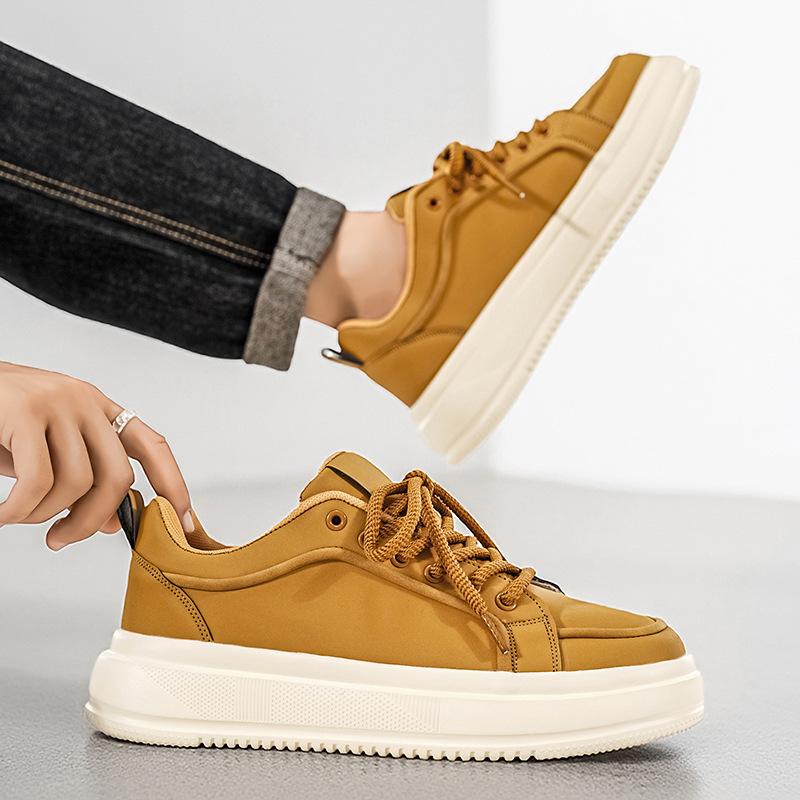Осенние и зимние однотонные низкие кеды, кожаные туфли на платформе, легкая повседневная обувь