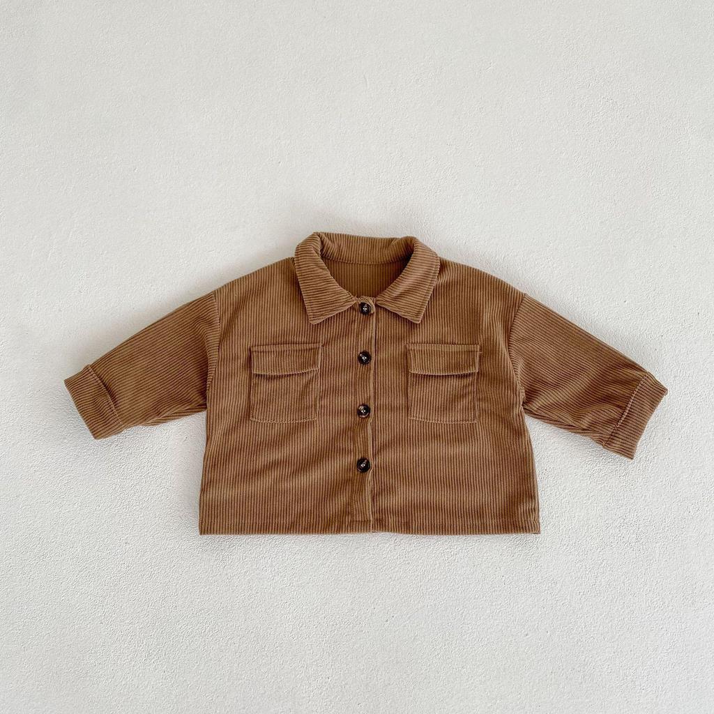 Комплект из вельветового кардигана с лацканами и брюк 2025 года для младенцев и малышей