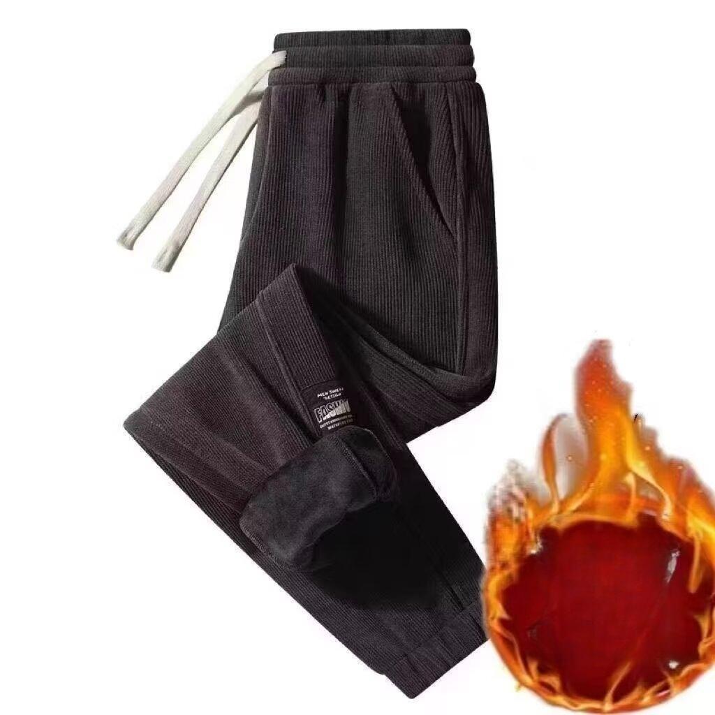 Мужские вельветовые повседневные брюки на флисовой подкладке, утолщенные зимние длинные брюки, спортивные штаны, весенне-осенние полосатые велюровые спортивные брюки