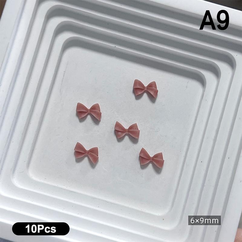 10Pcs Double Layer Bowknot Nail Charms 3D Sweet Ribbon Bows Nail Art Rhinestones Mini Resin Bow Tie Manicure Jewelry Diy Parts