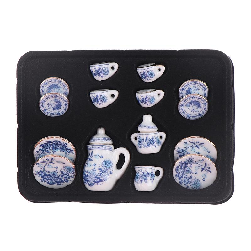 15шт 1:12 кукольный домик миниатюрная посуда фарфоровый керамический набор чашек для чая