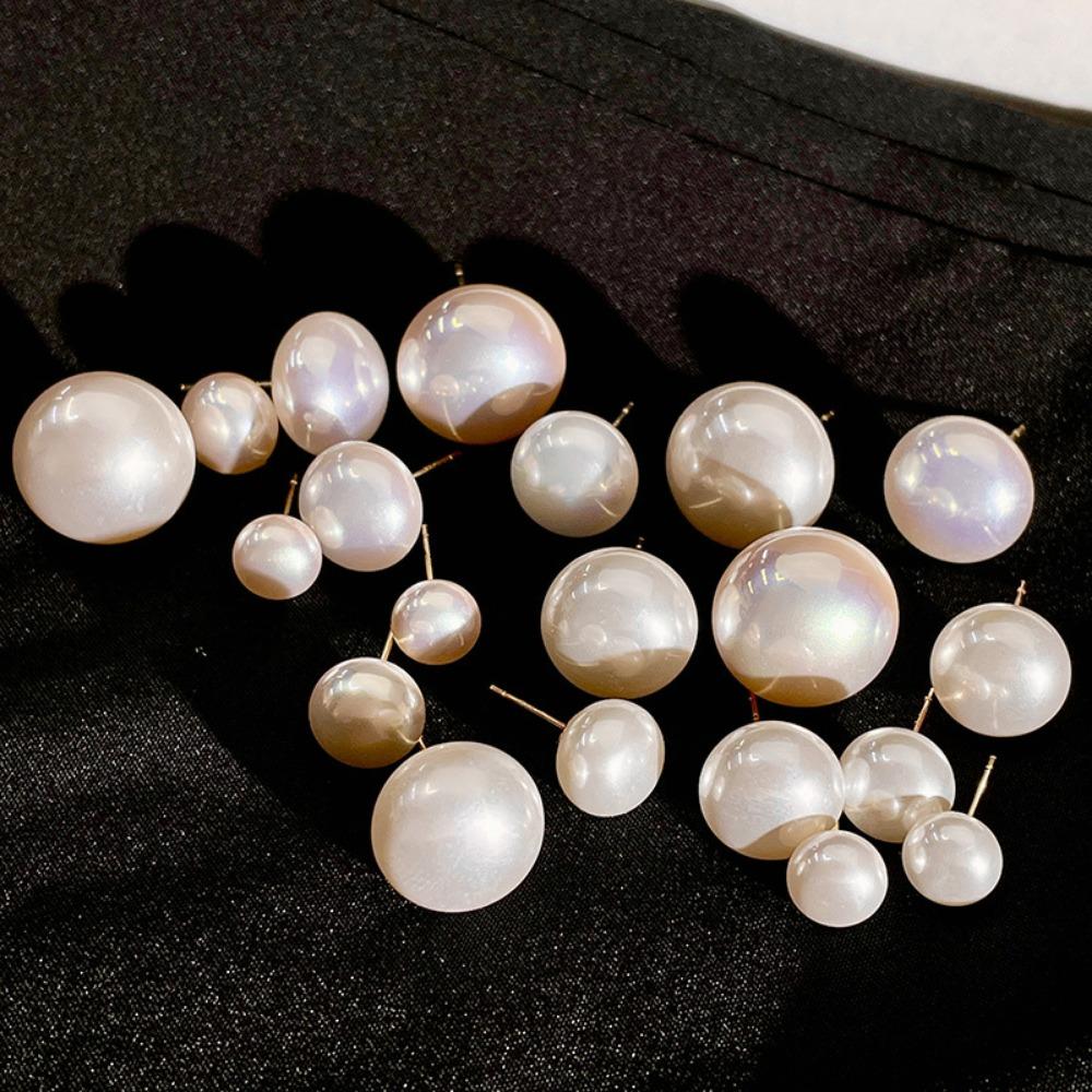 Серьги из искусственного жемчуга, женские плоские бусины, белый свет, пудра, легкие темпераментные украшения для ушей