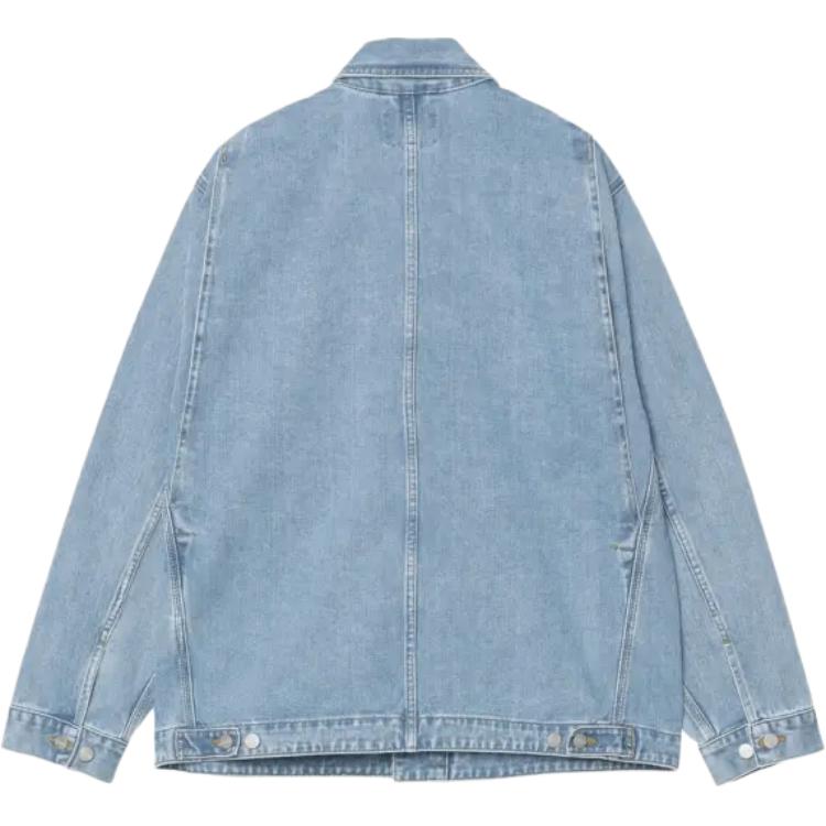Carhartt WIP Джинсовая куртка с логотипом, однобортная, с длинным рукавом, мужская, светло-синяя I0348660112