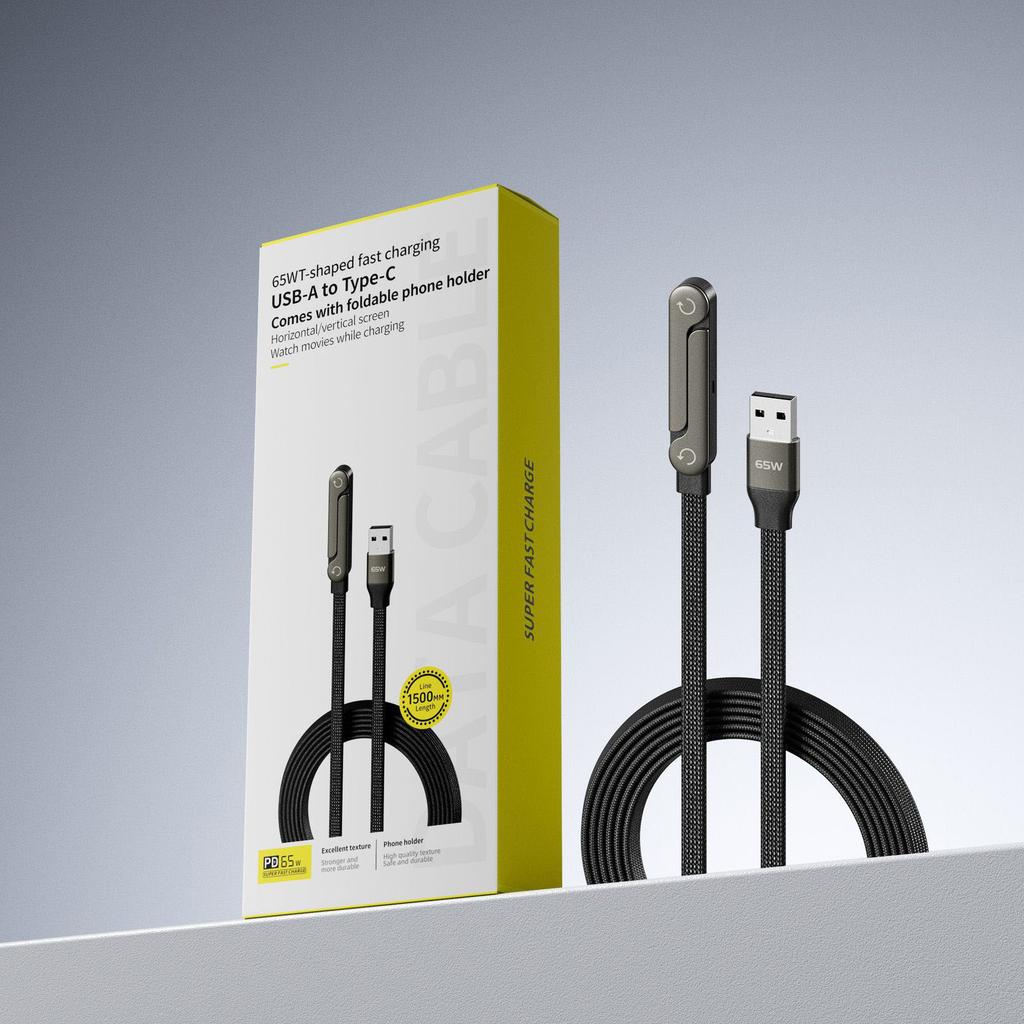 240 Вт/65 Вт Невидимый держатель Зарядный кабель Быстрая зарядка Плетеный кабель со встроенной подставкой для телефона для iPhone 17