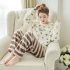 Women's Autumn and Winter Thickened Loose Pullover Round Neck Warm Tunic + Wide Leg Warm Pants Two Piece Set