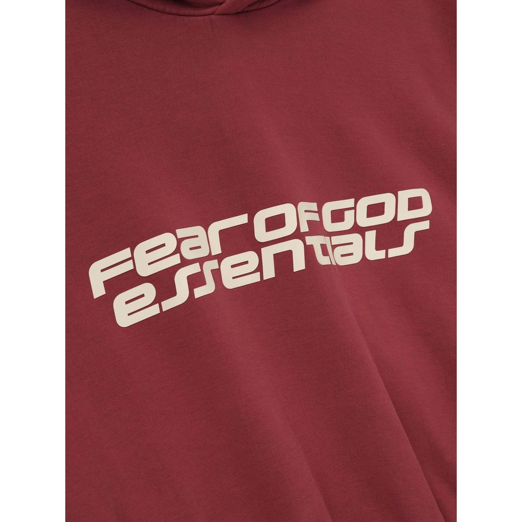 Fear of God Essentials Cropped Relaxed Hoodie 'Crimson' Men's 192HO256901F