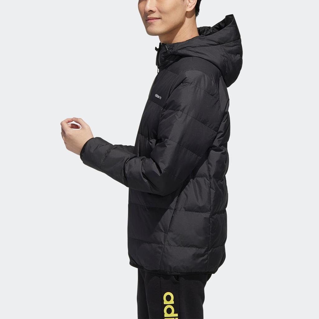 Adidas Neo Trans Down Jacket With Hood, Windproof and Warm, Winter Sports Outerwear Men Outerwear Black GM2325