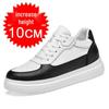 Men's Breathable Skate Sneakers - 10cm Invisible Lift, Thick Sole, White Casual Shoes