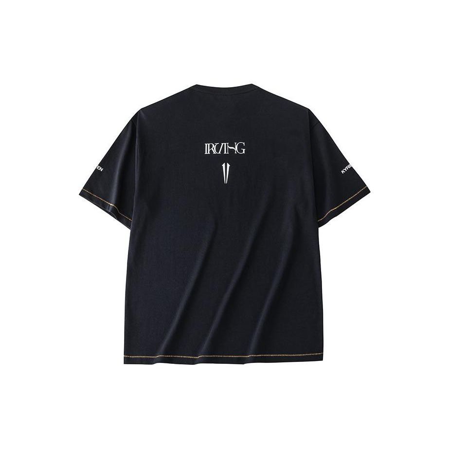 Anta Letter Logo Print Round Neck Short Sleeve T-Shirt Unisex Tops Black 172421114-4