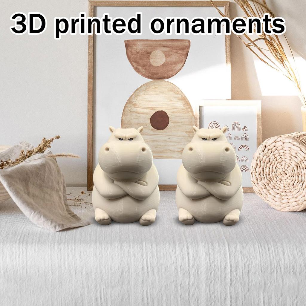 Креативный и сердитый гиппопотам, напечатанный на 3D-принтере, милый и декоративный орнамент для дома