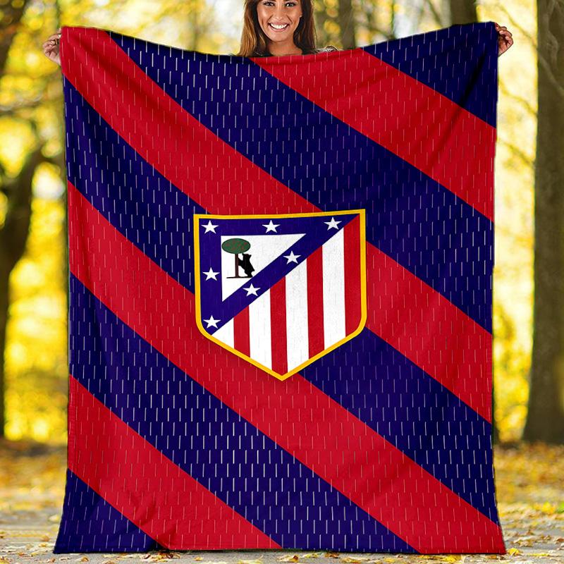1pc Atletico Madrid Theme Blanket - Digital Print, Polyester, Cozy for All Seasons, Perfect for Outdoor, and Travel