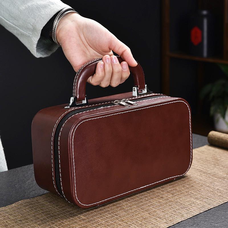 Керамический Портативный Дорожный Чайный Набор, Ретро Одиночный Набор, Чашка для Экспресс-Заваривания на Открытом Воздухе, Один Чайник, Три Чашки для Заваривания Чая Кунг-Фу