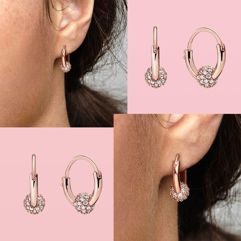 Новые серьги-кольца из стерлингового серебра 925 пробы с блестящими бусинами для женщин, серьги-подвески, серьги-подвески, ювелирные украшения Joyas