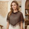 Elegant Lace Flower Tassels Lace Head Scarf Breathable Sequin Decor Scarf  Women Wedding