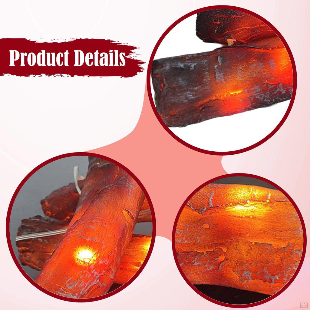 Flameless Fireplace Log Lights Artificial LED Fire Decoration Props Fake Wood Burning