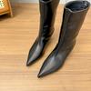 Осень Зима Женские Стройнящие Современные Ботильоны с Острым Носком Элегантные Ботильоны до Середины Икры на Тонком Каблуке Zapatos De Mujer