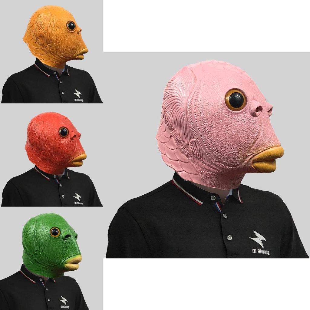 Очаровательная маска головы зеленого монстра-рыбы для веселых костюмированных вечеринок и празднования Хэллоуина