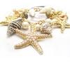 Ocean Style Starfish Sea Star Conch Shell Faux Pearl Chain Summer Beach Bracelet MIT