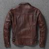 Крупногабаритная кожаная куртка из коровьей кожи с верхним слоем, красно-коричневое, потертое пальто в стиле мотоцикла в американском ретро-стиле, High Sense