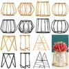 Desktop Ornament Terrarium Metal Holder Hydroponic Vase Iron Geometric Pattern Glass Planter