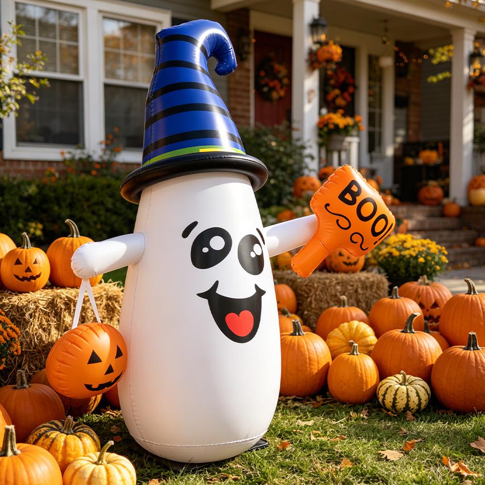 Halloween Inflatable Ghost Wobble Decor, Kids Interactive Toy, Mall Display Prop, Outdoor Yard Bouncer, LED Light Up
