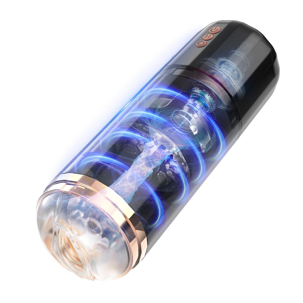 Automatic Male Masturbators Cup Thrusting Rotating Vibration Hands Free Pocket Pussy Stroker 3D Realistic Sleeve Adult Sex Toys