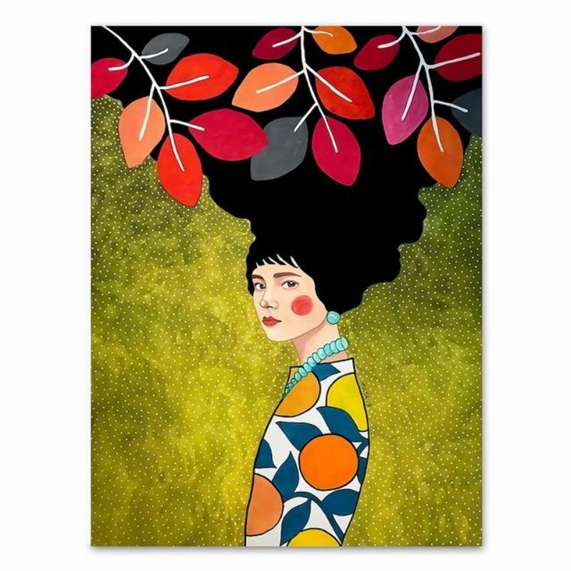 Абстрактные волосы девушки цветы птицы настенная живопись на холсте постеры на скандинавскую тематику и принты винтажные настенные панели для декора гостиной без рам