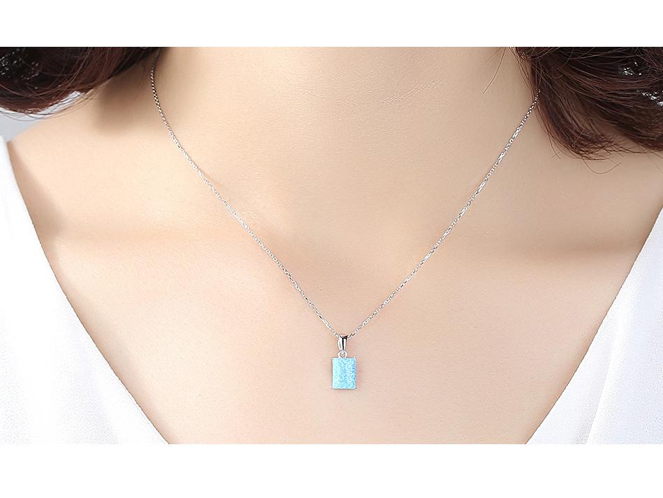 PAG&MAG Серебряное колье с подвеской из опала S925 - Простая коробочная цепочка для женщин