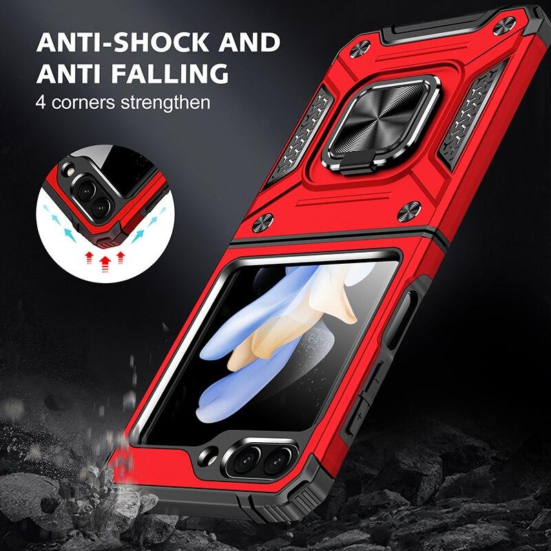 Anti-Drop Folding Armor Cover Stand Case for Samsung Galaxy Z Flip 5 Flip5 5G Non-Slip Cell Phone Bag