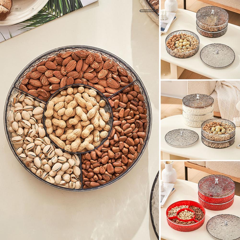 Емкость коробки-органайзера для закусок Емкость коробки для хранения Трехслойная коробка для хранения продуктов питания для домашнего фестиваля Поднос для фруктов и закусок Настольный поднос для конфет