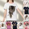 Kids Girls' 3D Cat T Shirt Tee Short Sleeve Cat Graphic Animal Rainbow Children Tops Active Cute 3-12 Years