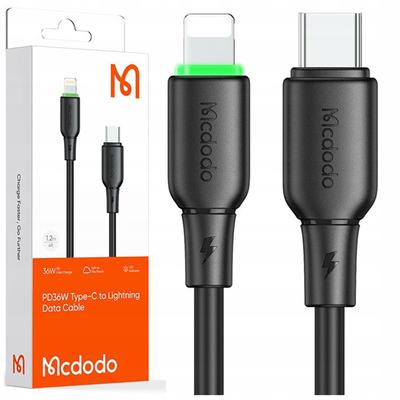 Mcdodo Зарядный кабель USB-C Lightning с быстрой зарядкой для iPhone 1 м, LED, черный