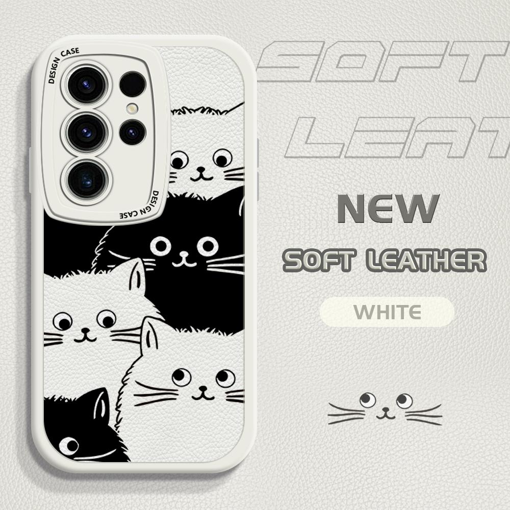 Чехол для телефона из искусственной кожи с рисунком черно-белых кошек для Infinix Vivo OPPO Reno Realme Huawei Nova, тонкий чехол для смартфона с ощущением кожи