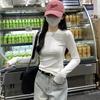 Рубашка с белым низом, Женская рубашка с длинным рукавом и костлявым вырезом на плече, Тонкий облегающий топ для весны, осени и зимы.