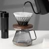 ESTVLB V60 Coffee Dripper 02, Heat-Resistant Glass with Wooden Holder, Coffee Server for 2-4 People, Conical Coffee Drip, Coffee Filters, Coffee